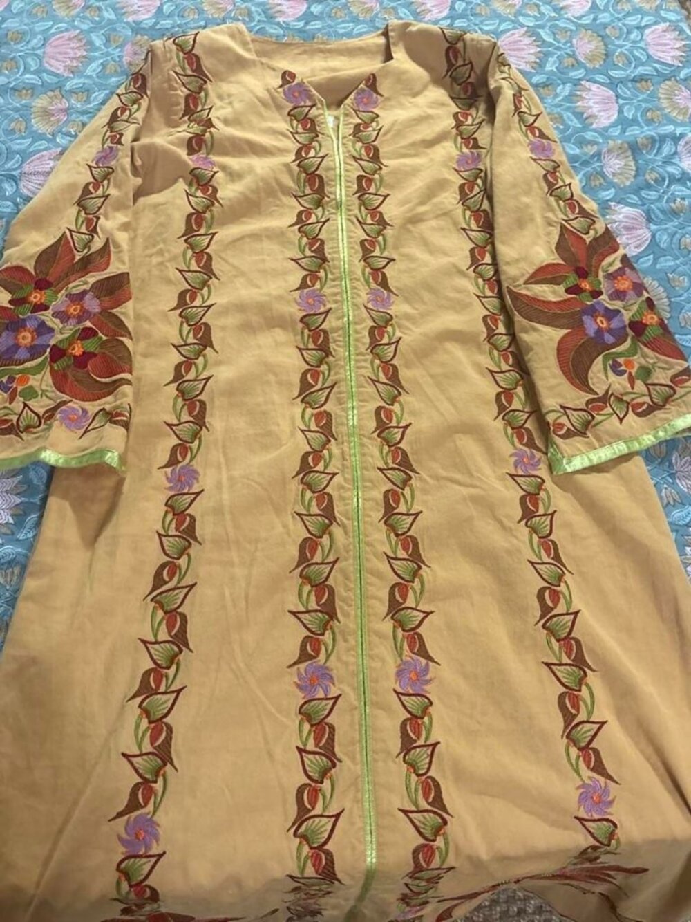 Embroidered Boho Kaftan Maxi Dress